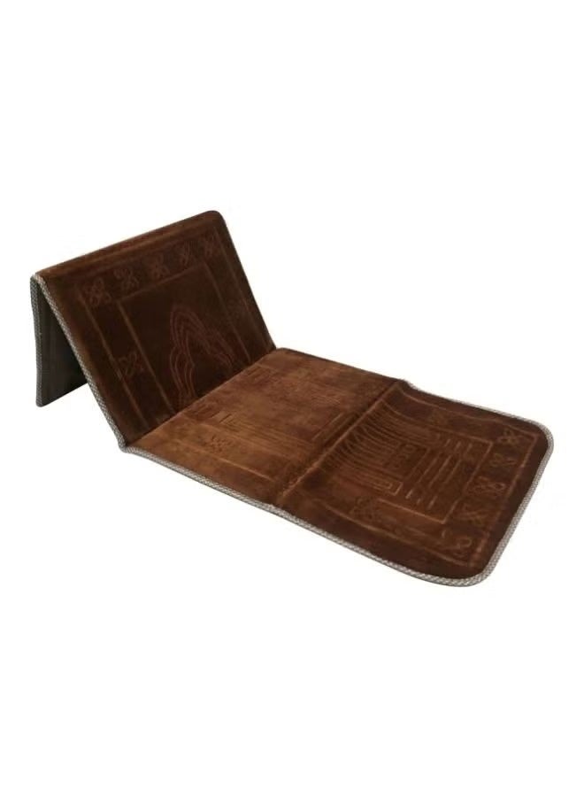 2-in-1 Foldable Prayer Mat with Backrest – Brown, Comfortable & Portable, 145 × 54 cm
